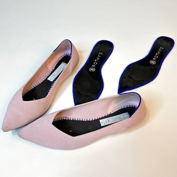 ROTHY's The Point - Light Pink w Blue accent - recycled washable material 9.5 - Picture 8 of 13